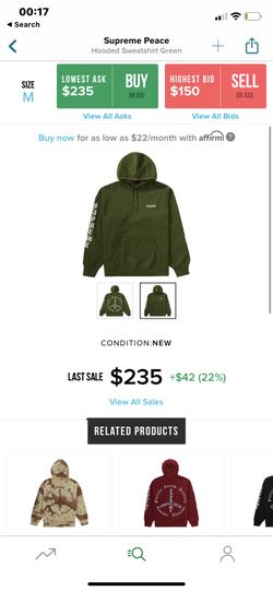 Supreme Peace Hoodie Brand NEW in Original Bag with Stickers