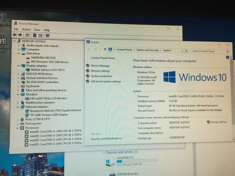 Dell vostro i5-2400/gtx 750 ti 2gb/12gb RAM/1tb Monitor hp w2007 Gaming PC for 2016 year