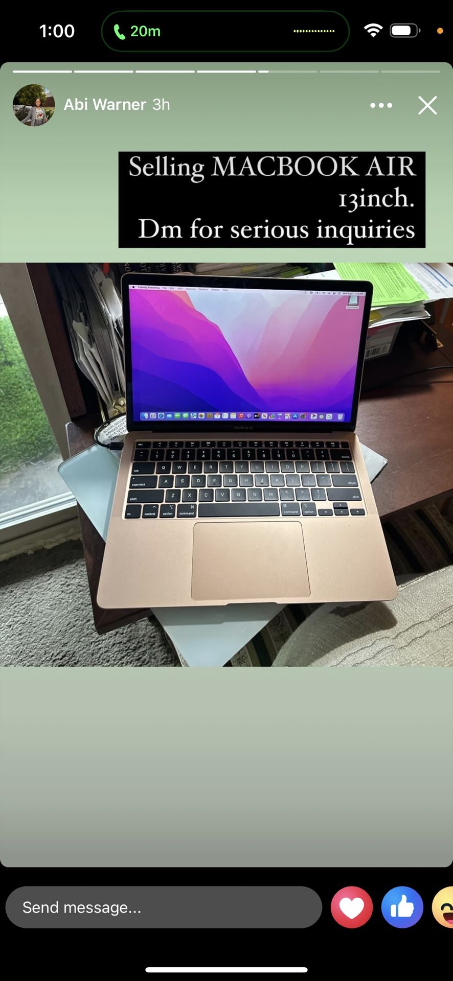 Apple MacBook Air13” Core 17 128gb