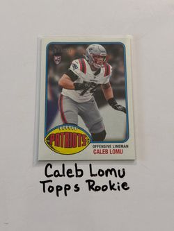 Caleb Lomu New England Patriots Tackle Topps Rookie Card.