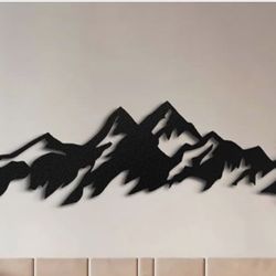 Metal Mountain Wall Art 71 Inch Long, Mountain Wall Decor, Hangings for Living Room, Bedroom 