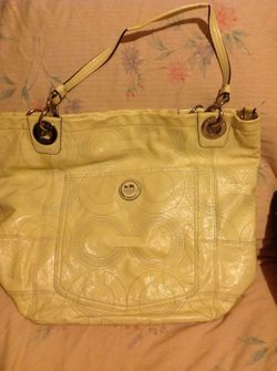 Large Off white leather coach purse