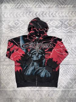 Godspeed zip up hoodie with Statue of Liberty graphic
