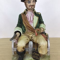 Vintage Melody In Motion Pirate On Treasure Chest Hand Painted Porcelain Decor