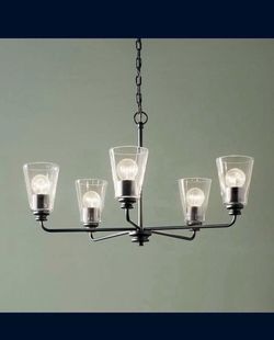 New in Box 5-Light Chandelier with Clear Glass in Black