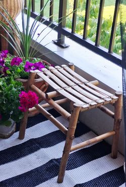 VINTAGE BAMBOO Footstool/Plant Stand