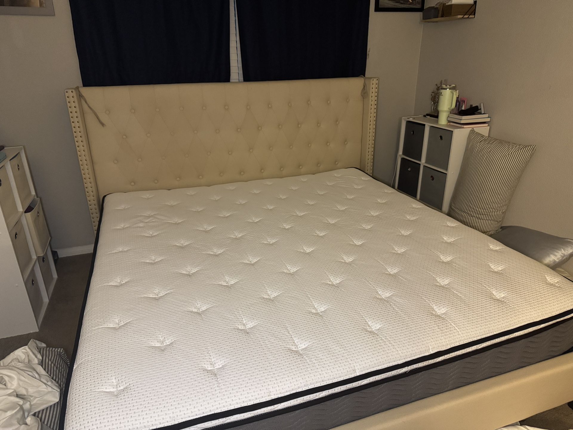 Bed Frame, Mattress, And Mattress Topper