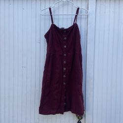Universal Threads Burgundy Embroidered Button Dress Women's Size XL