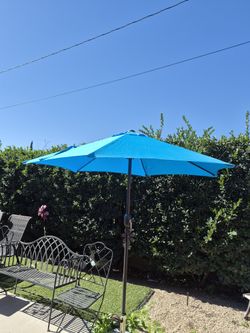 7.5" FT Market Umbrella Patio Color: Agua Base Not Included 