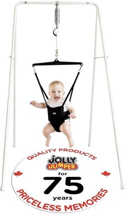 Jolly Jumper *Clásico* (negro) con soporte: el ejercitador original para bebés y su alternativa a los centros de actividades y los gorilas para bebés.