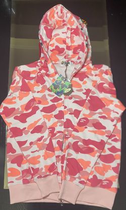 Bathing ape pink camo shark hoodie