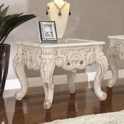 Crown Heritage Ivory/Gold Highlights End Table / HD-E998I