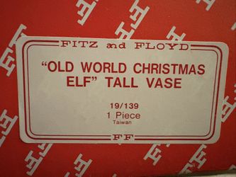Fitz And Floyd Old World Christmas Tall Elf Vase