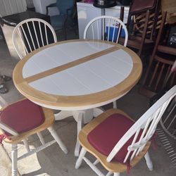 4 Wood Chairs + Wood Tables