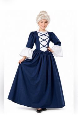 NWT Charades Martha Stewart Navy & White Colonial Girl Costume Size: Large 10-12