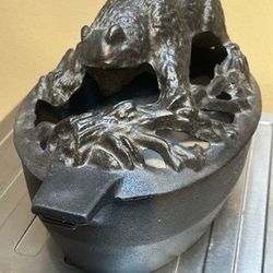 John Wright Cast Iron Black Bear Steamer For Wood Stove