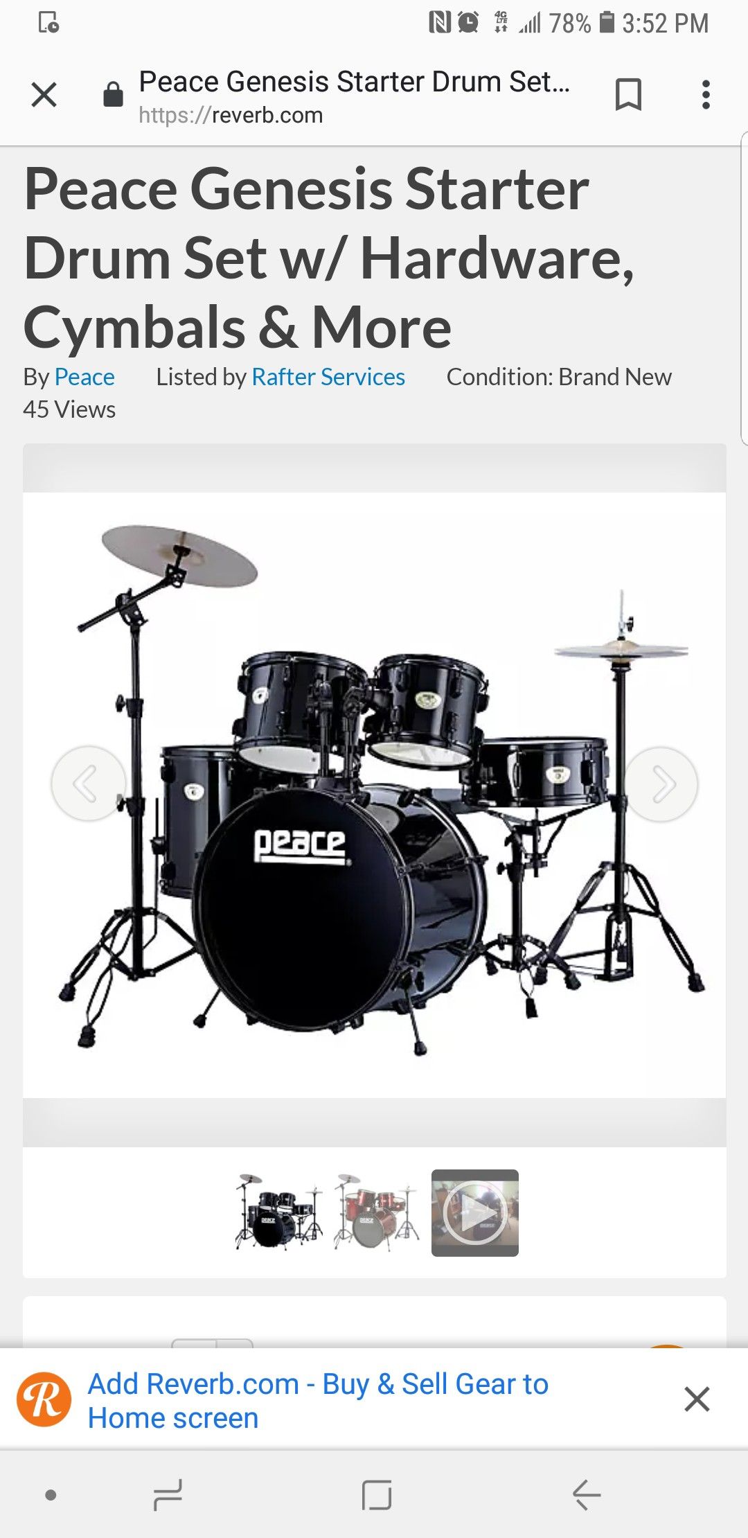 Peace Genesis 5 piece drum set