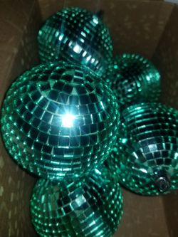 Teal Mirrored Disco Ball Ornaments 
