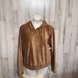 No Boundaries Tan Velour Hoodie XXL 19 | Cozy Soft Ribbed Pullover | Plus Size NWT