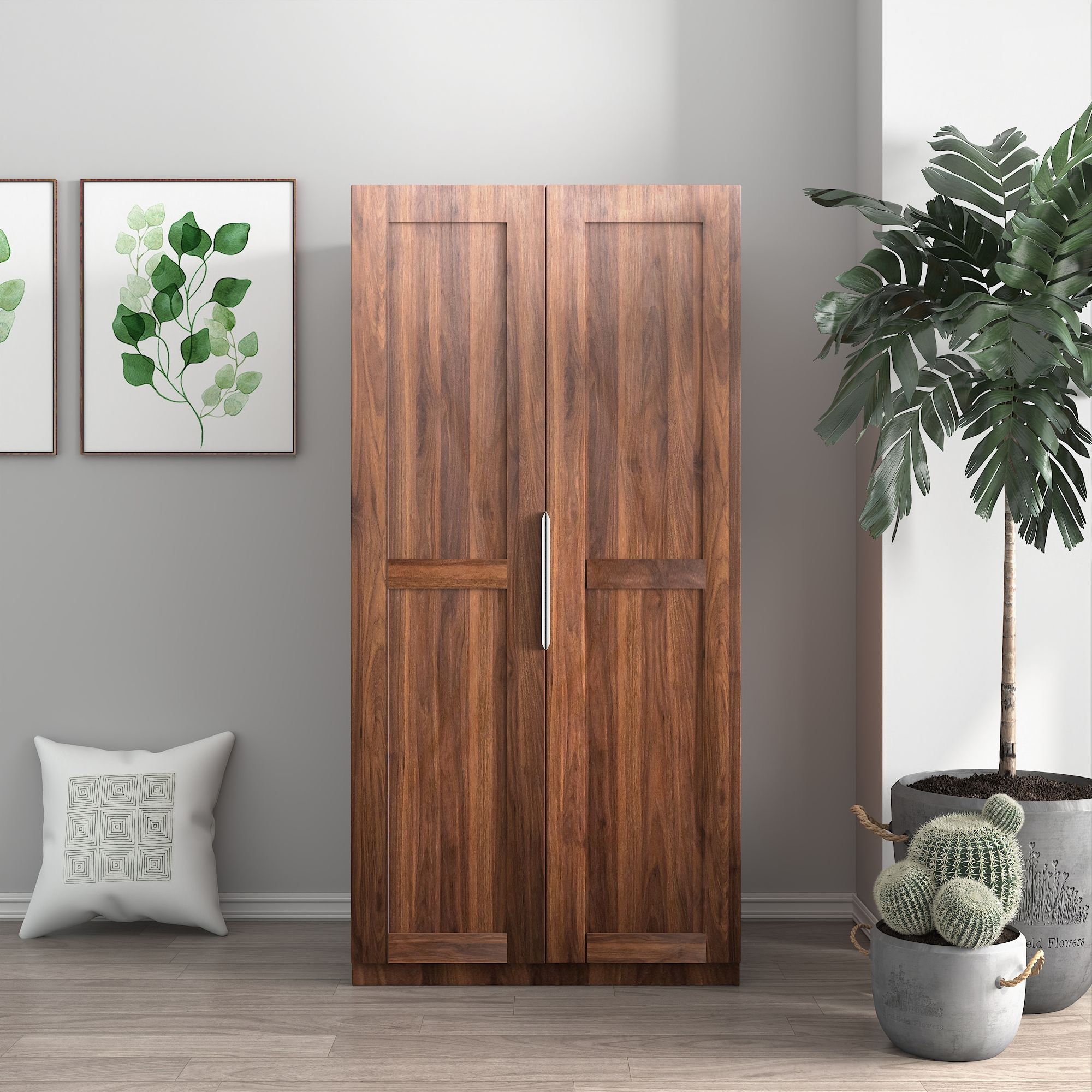 62.99in Kitchen Pantry Cabinet, Walnut Freestanding Buffet Cupboards Sideboard with Doors & Shelves, Kitchen Pantry Storage Cabinet for Kitchen, Livin