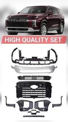 2023-2025 Hyundai Palisade Complete Front Bumper Covet with grille molding trims.
