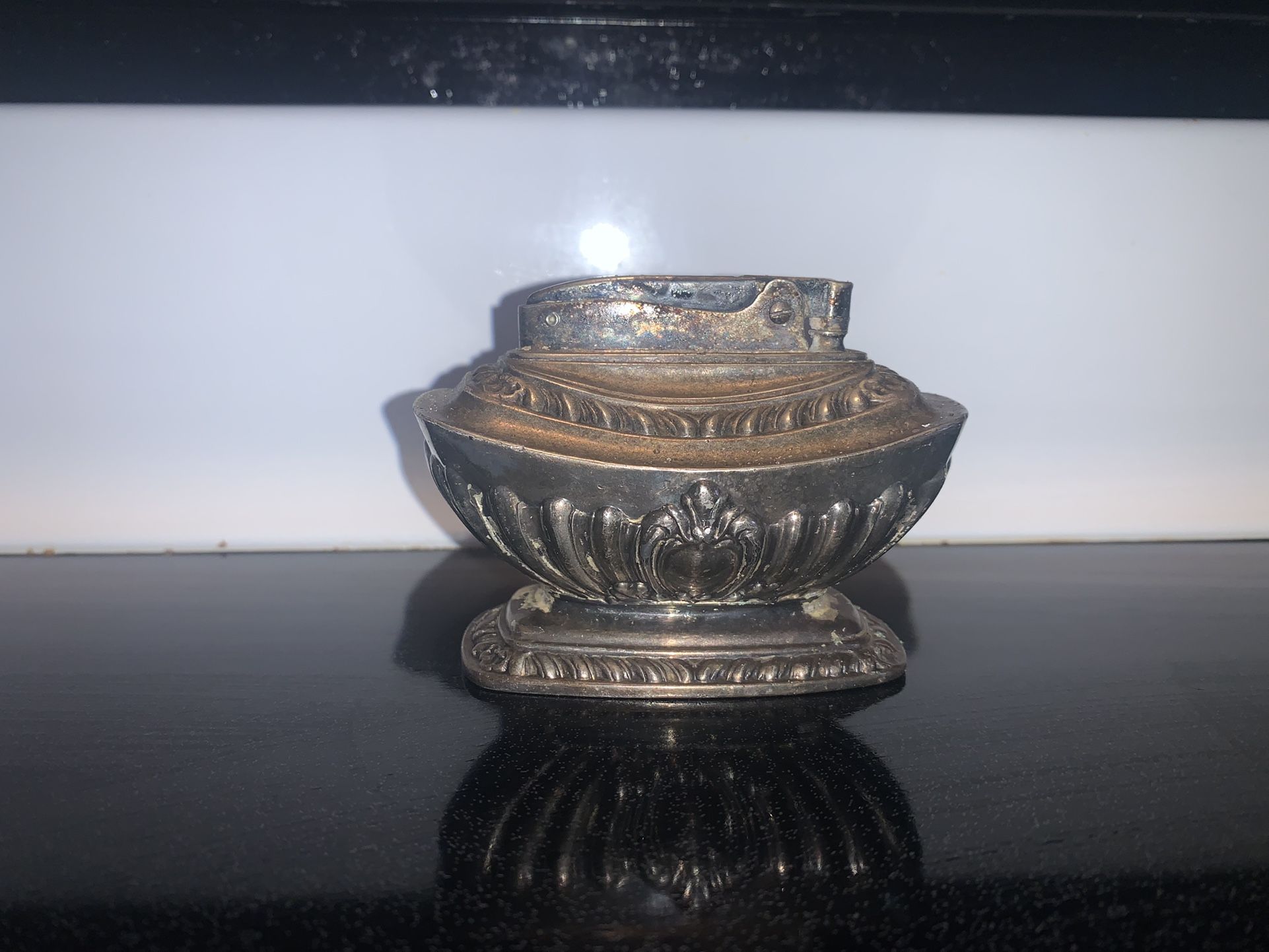 Silver Plated Table Lighter by Ronson "Georgian" Vintage