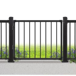 Deck Fence Gate Outdoor, 32''H Gate for 36''H Deck, Black Heavy Duty Steel Anti-Rust Door with Customizable Width (Up to 48"), Metal Gate=Q5-758