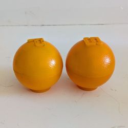 Salt Pepper Shakers Spherical Plastic Oranges Vintage 2" x 2" Oranges Accents