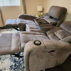Moving Sale - 3 Seater Power Recliner Sofa with Drop Down Table
