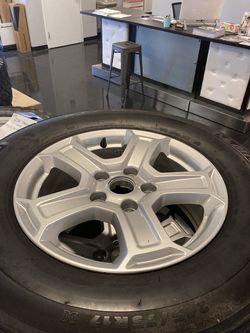 **5 Used 2020 Jeep Sport Wheels + Tires (with Rings) — Great Condition — $350 + Tax.