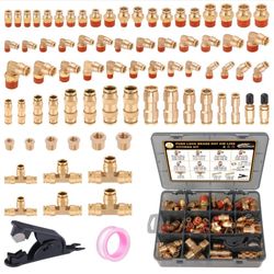 76 Pcs Quick Connect Brass DOT Air Brake Line Fitting Kit 