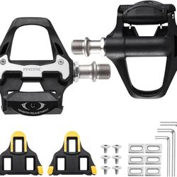 new SPD SL Pedals, 9/16" Road Bike Pedals, Sealed Bearings & Nylon Clipless Pedals with Cleats Set Compatible with SPD SL System (Black)  About this i