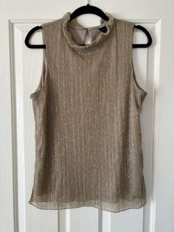 ADIVA Woman’s Gold Shimmering Sleeveless Blouse, NWT Size Large.