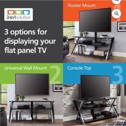 TV Stand Black Silver And Glass 