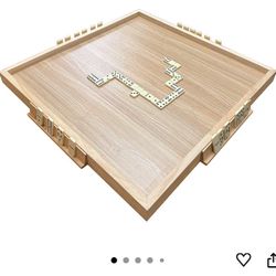 Wood Domino Table Top Solid Wood with Portable Built-in Dominoes Holders Full Size Portable and Works on Any Flat Surface - Easy Stora