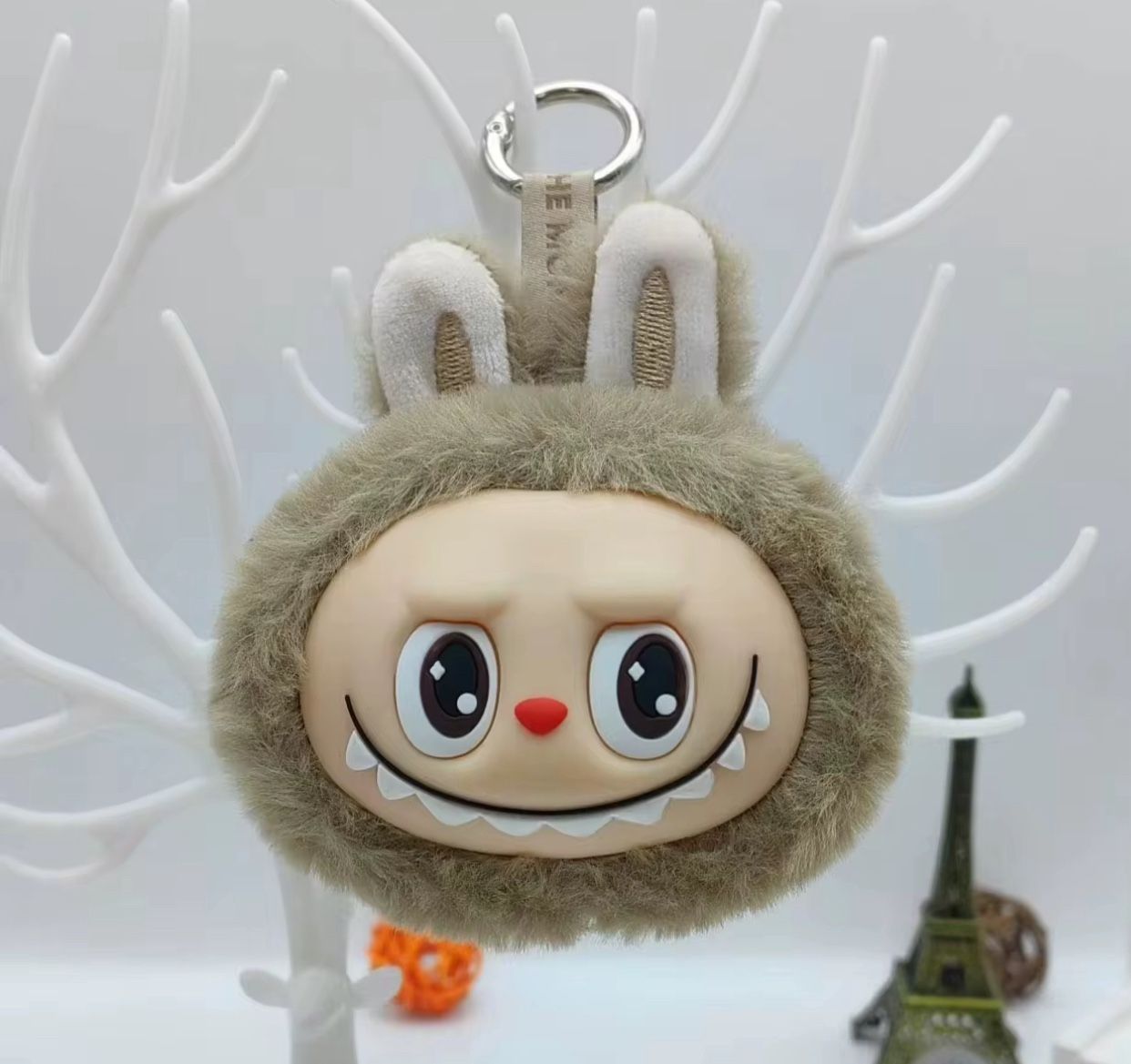 Lite Brown LABUBU Plush Keychain, The Monsters LABUBU Plush Figure Doll Keychains,