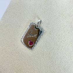10k White Gold Love Pendant 