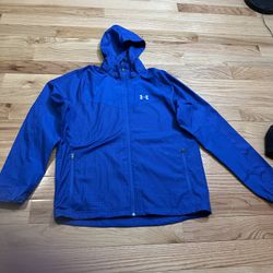 Under Armour Storm Fitted Running Zip Removable Hood Windbreaker Jacket Blue M