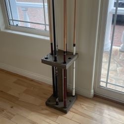 Solid wood pool stick holder with sticks OVER 2k RETAIL FOR THE SET