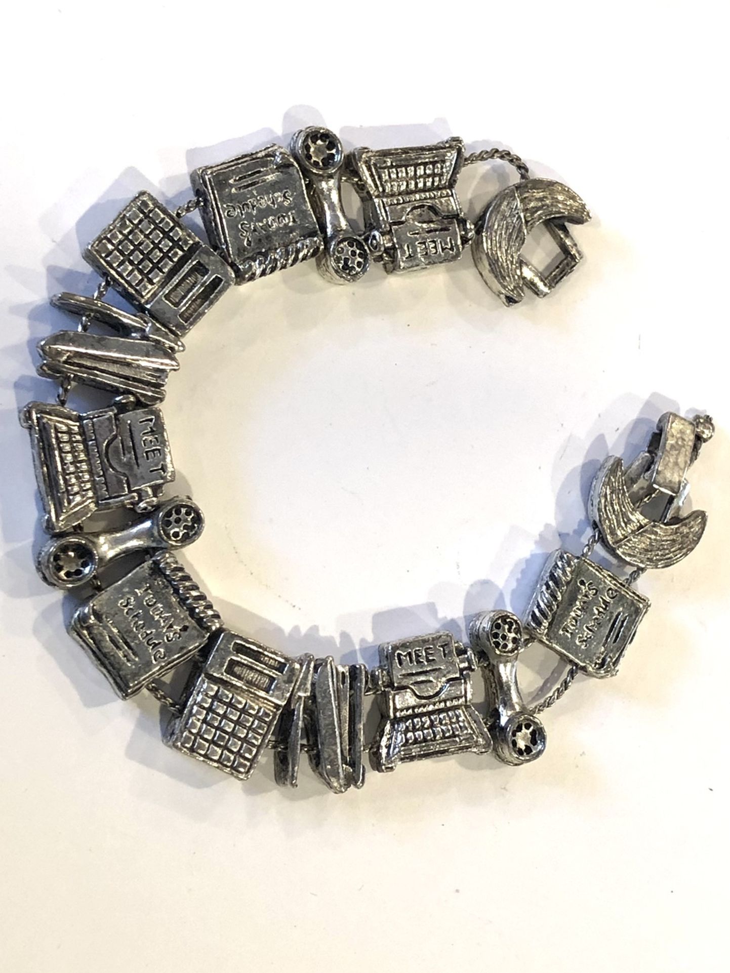 Vintage Silver Office Themed Bracelet