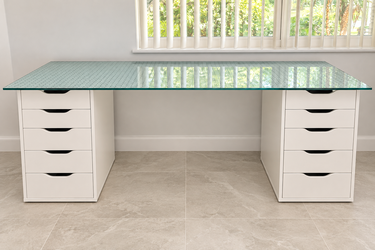 IKEA Desk with 2 Drawer Units + Glass Top