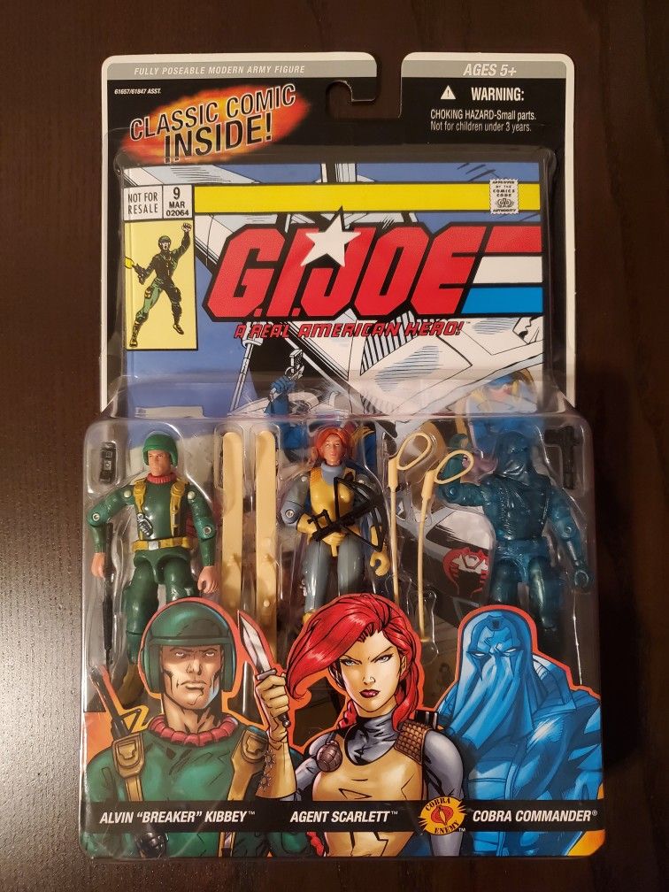 New GI Joe 2005 Scarlett V4 / Cobra Commander V23 / Breaker V3 Comic Book 3 Figure Pack
