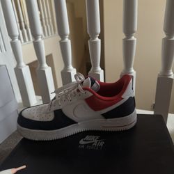 Nike Air Force 1 White Red Navy – Clean – Worn Lightly