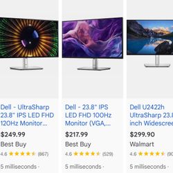 Large Dell Computer Monitors Set (2)