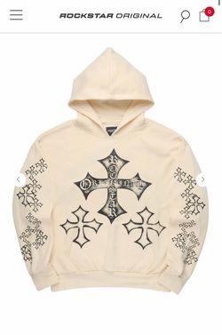 Rockstar Original Cross Graphic Hoodie Cream Size Small