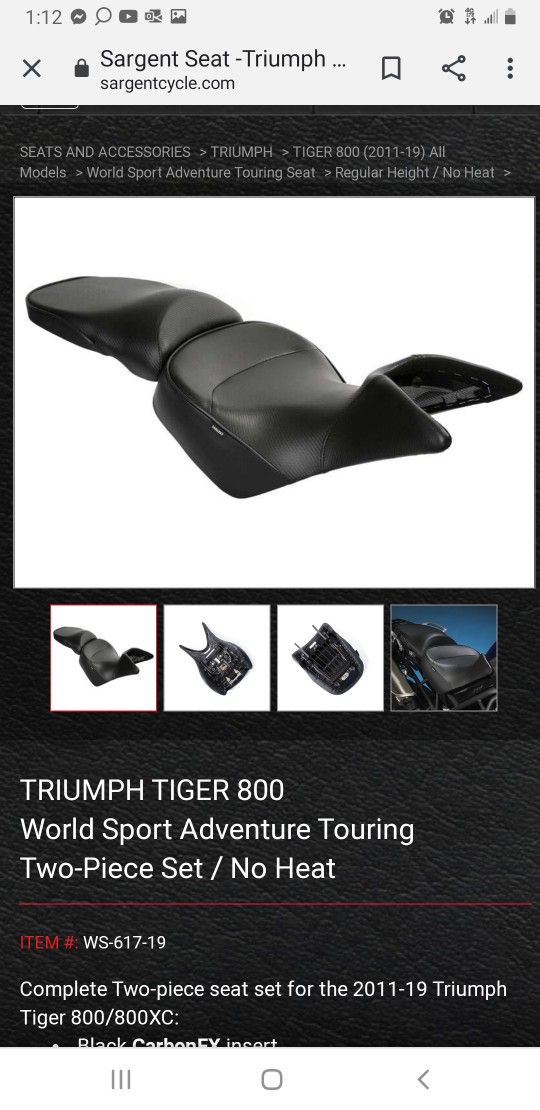 Triumph Tiger 800 Sargent Motorcycle Seat