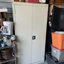 Cabinet, Metal Cabinet, Good Condition, Open and Closes Good, Sturdy Shelves, $125