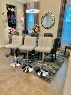 Modern Brand White  Adjustable Swivel Bar Stools (In Box)  Barstools – $49 Each