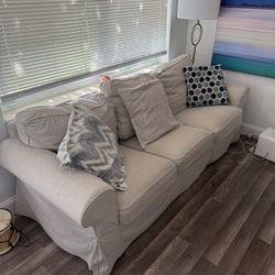 Couch Beige With Pillows