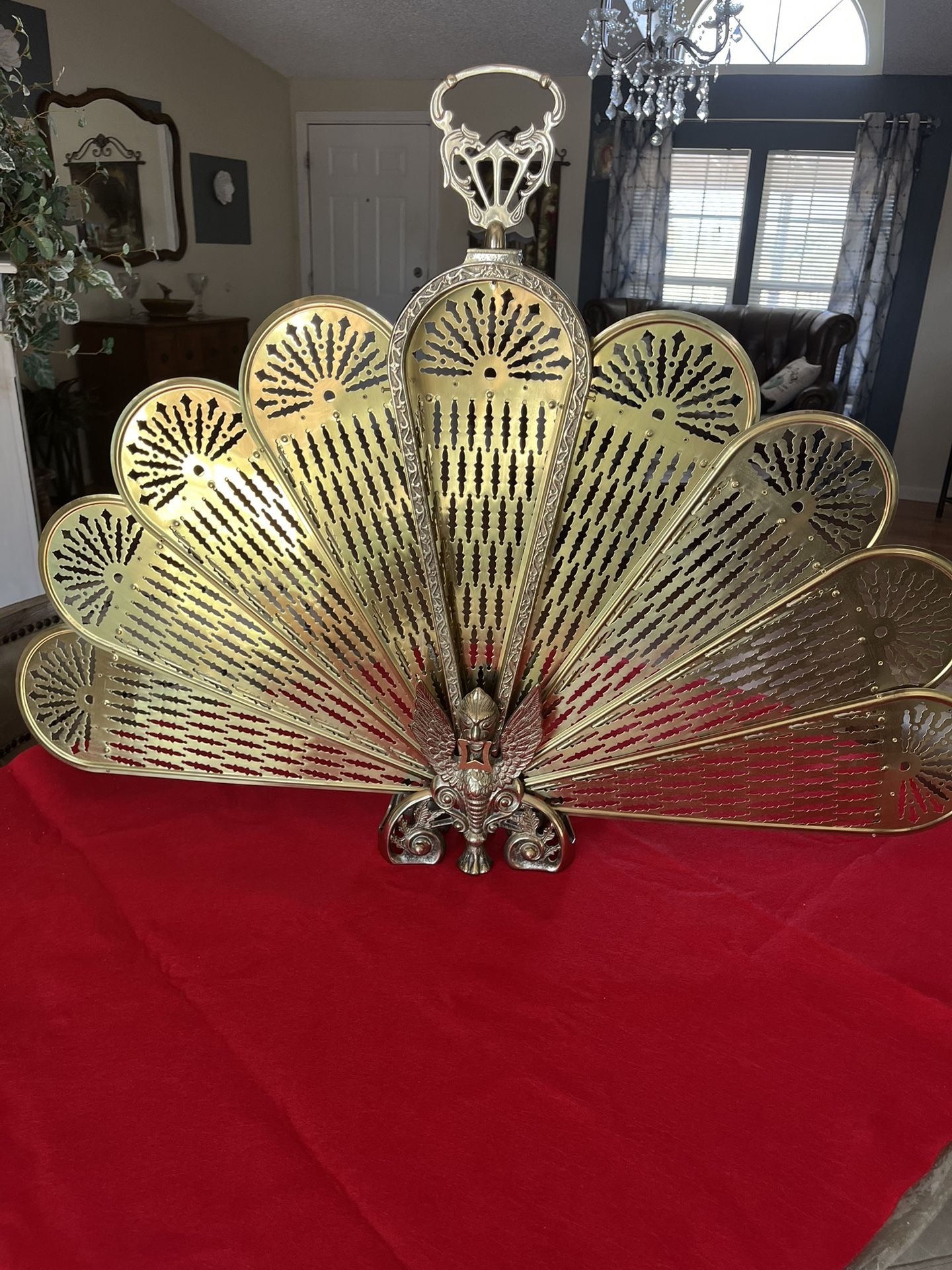 Brass Vtg Gargoyle Fireplace Fan
